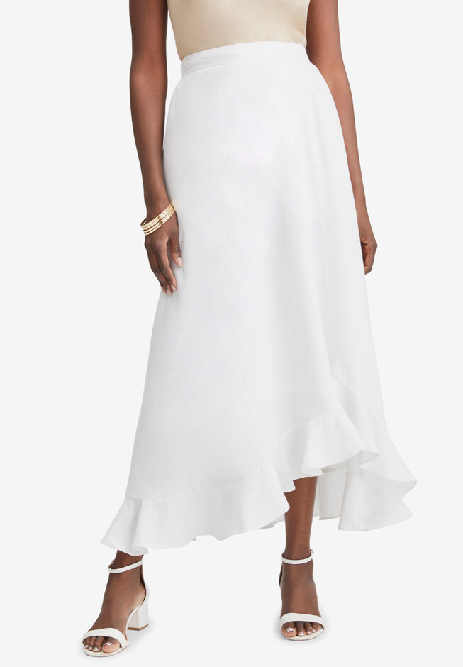 Jessica London Women's Plus Size Hi-low Linen Tunic - 28 W, White