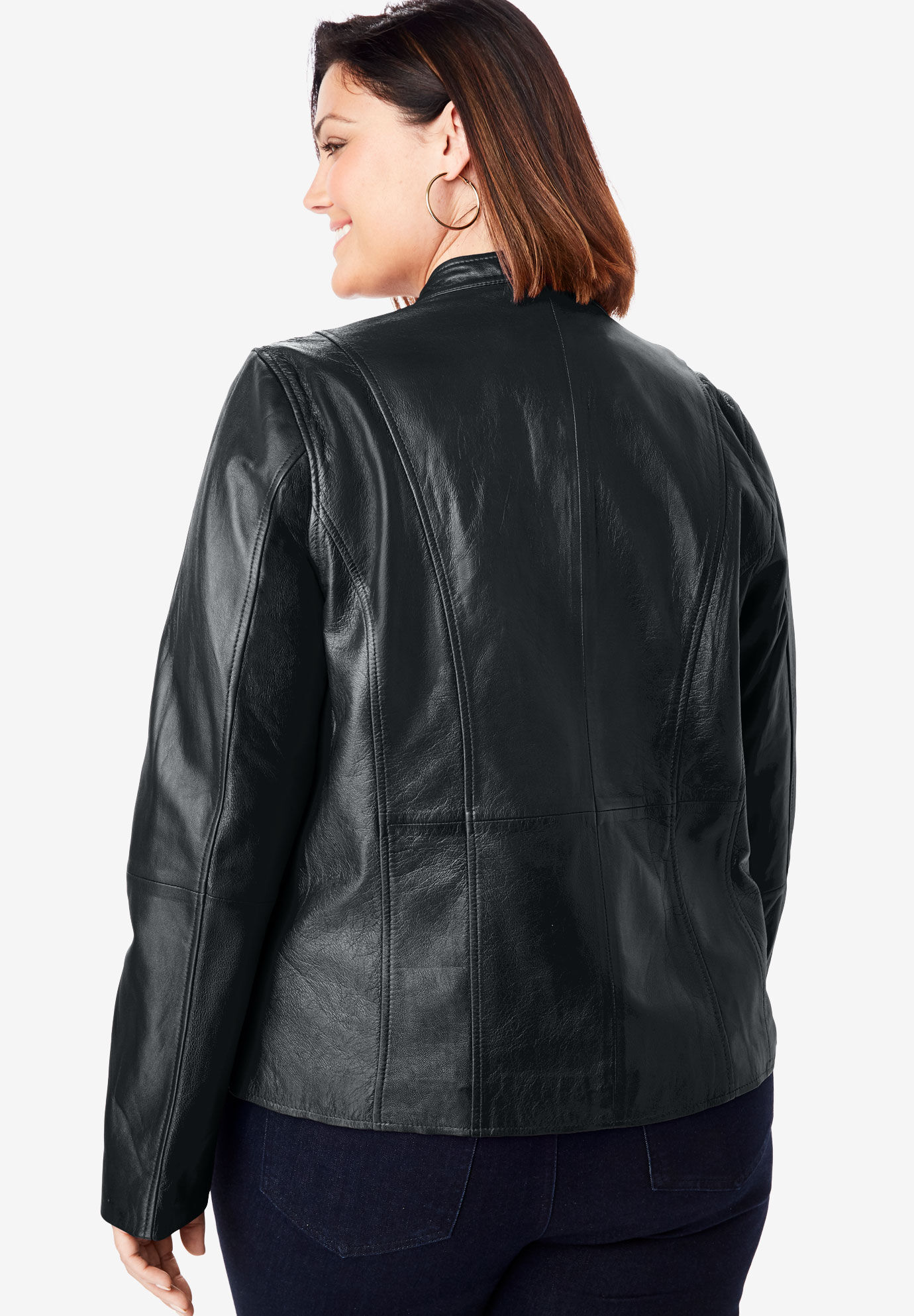 Zip Front Leather Jacket | Jessica London