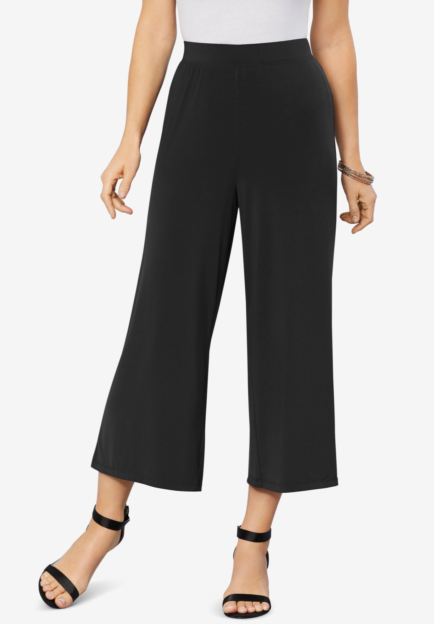 plus size wide leg crop pants