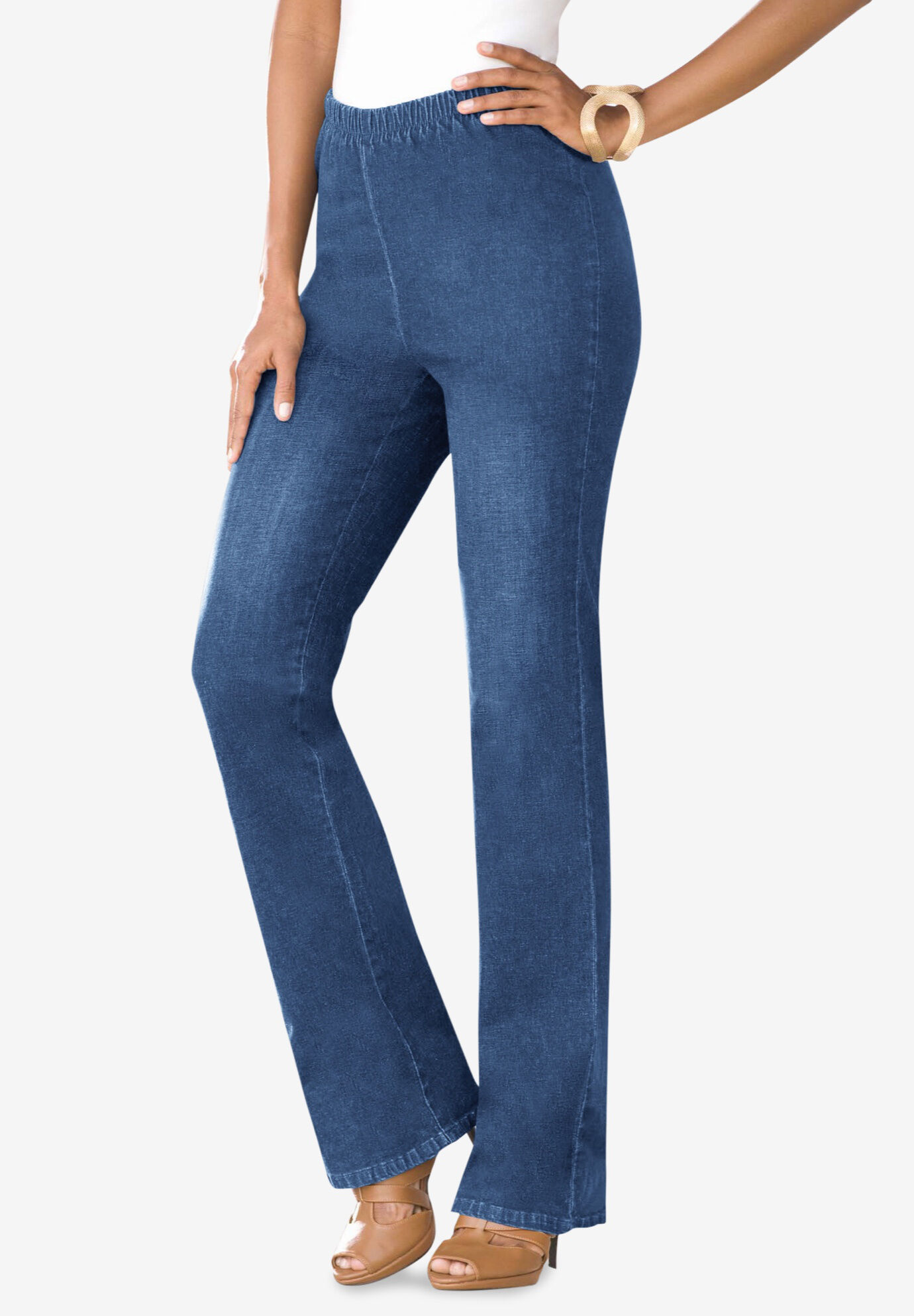 plus size pull on bootcut jeans
