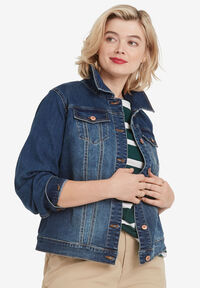 Jessica London Women's Plus Size Long Denim Jacket Oversized Jean