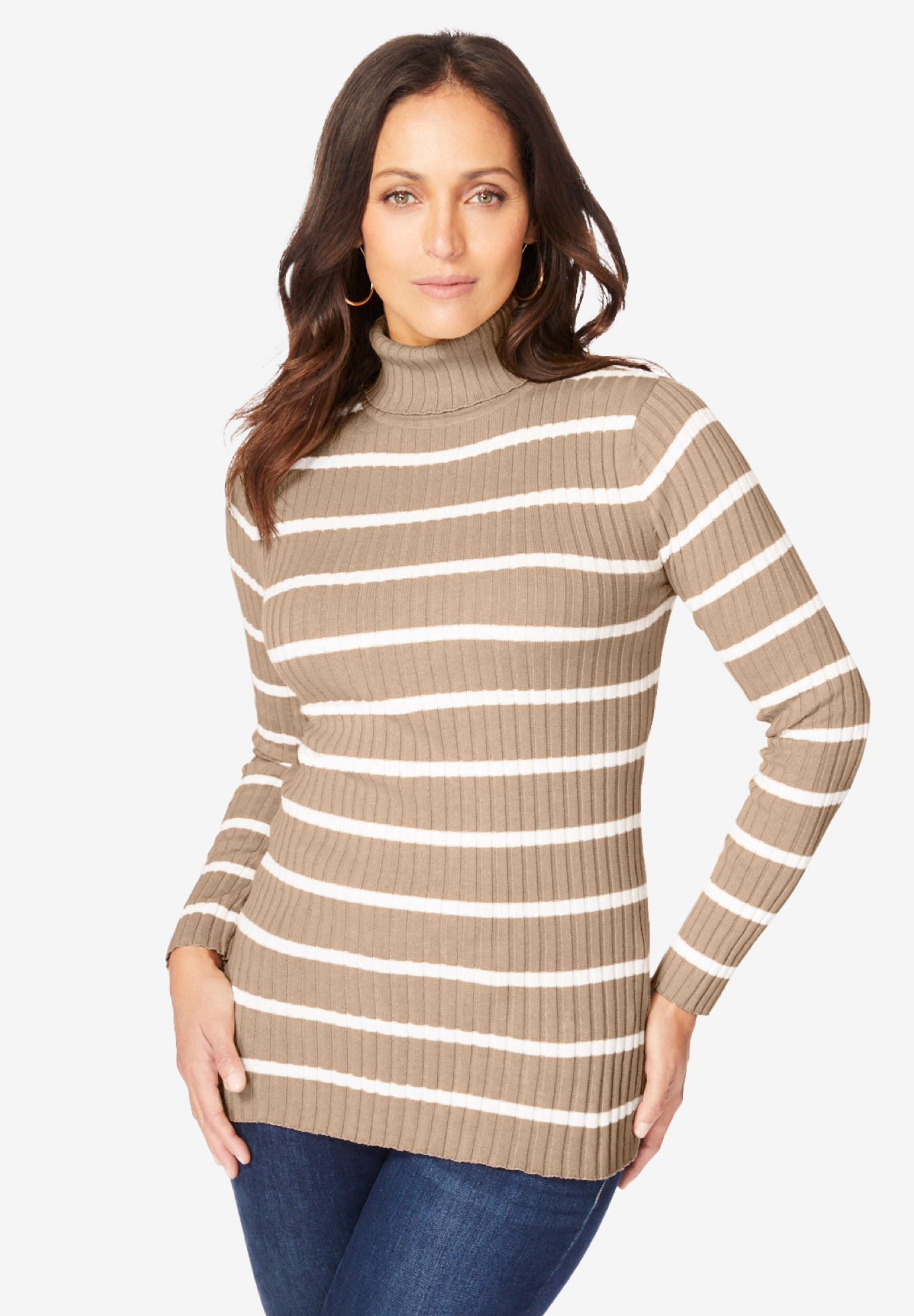 Ribbed cotton sale turtleneck sweater