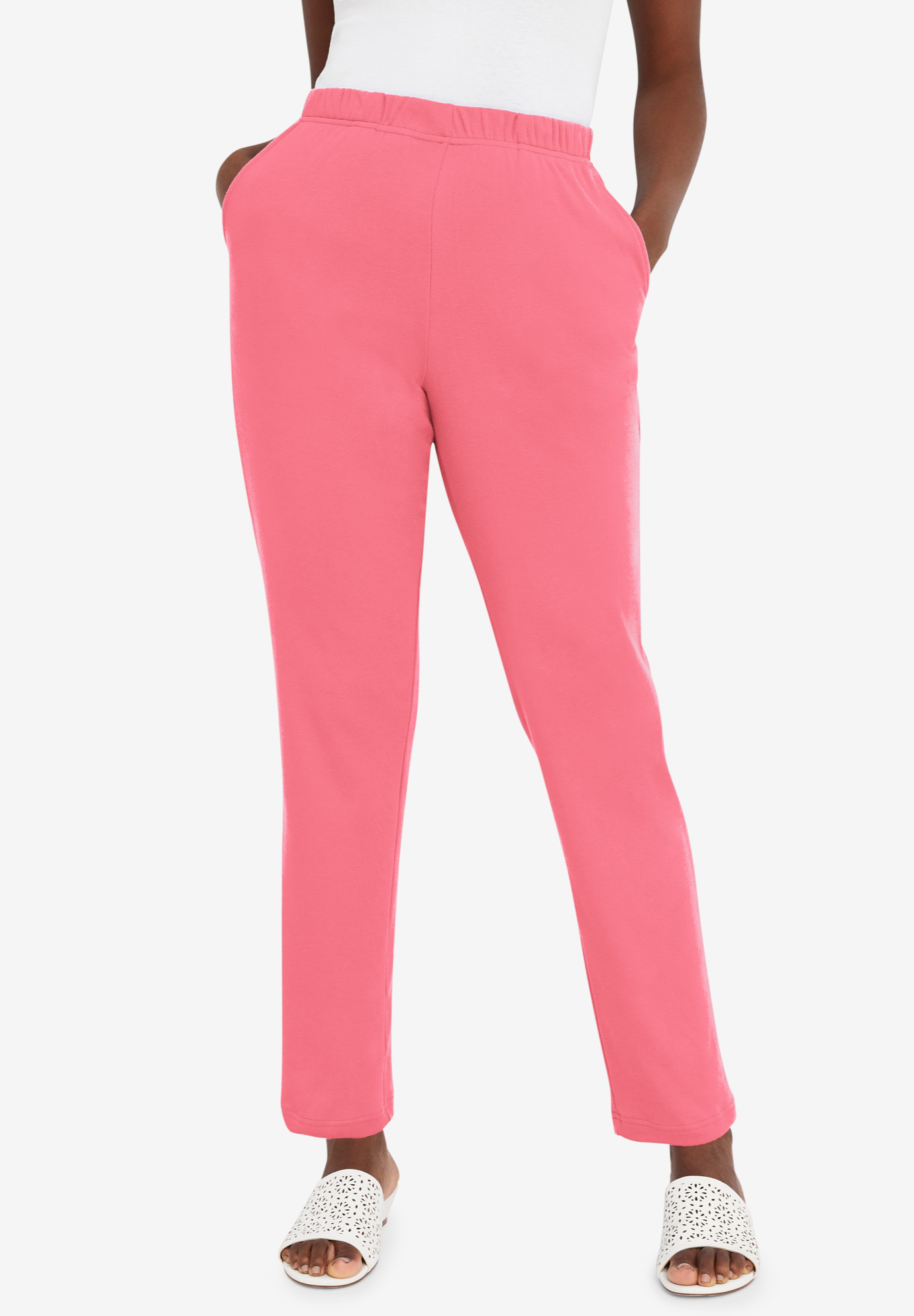 Jessica London Women's Plus Size Comfort Waist Capris - 18, Pink