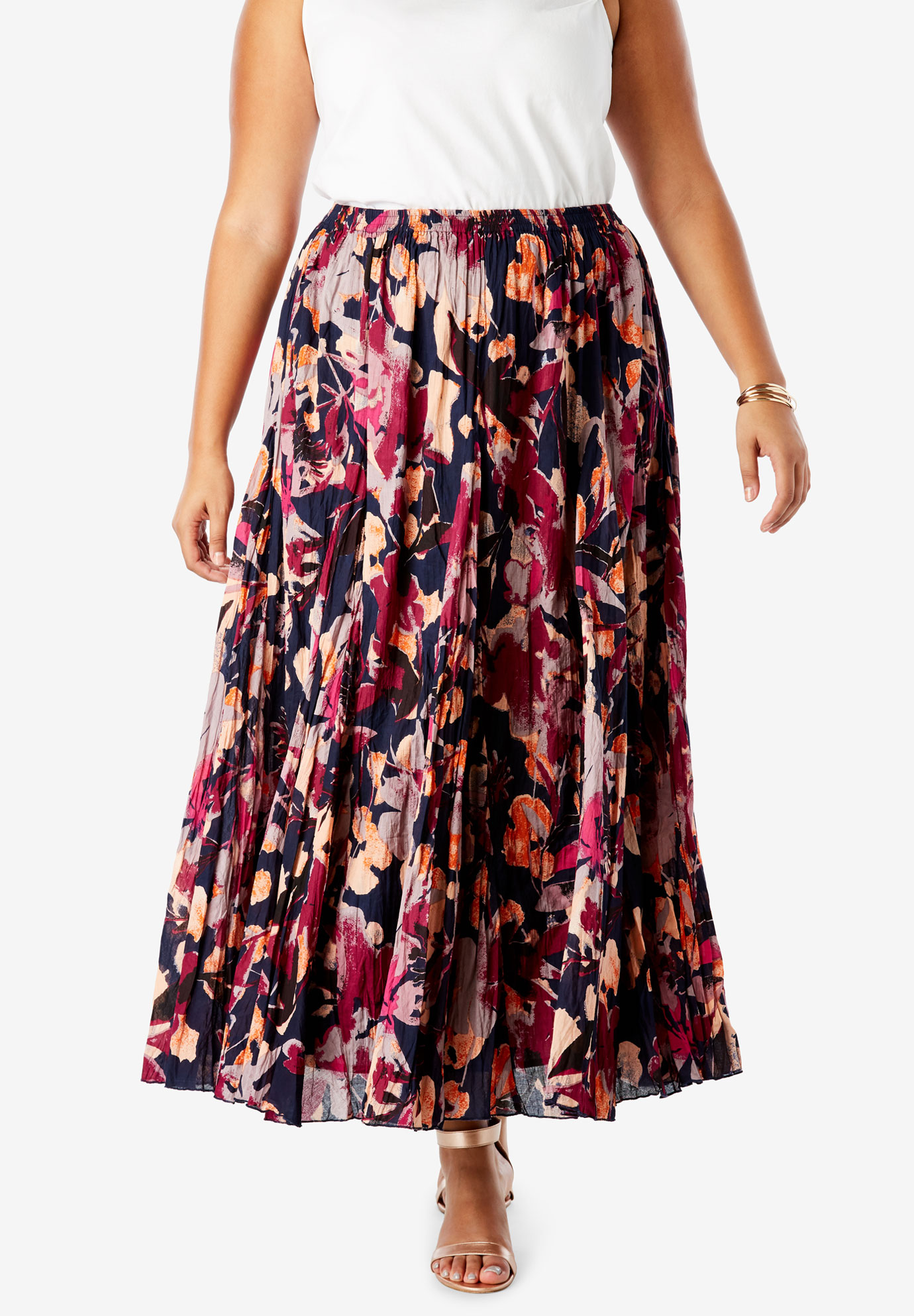 Cotton Crinkled Maxi Skirt| Plus Size Skirts | Jessica London