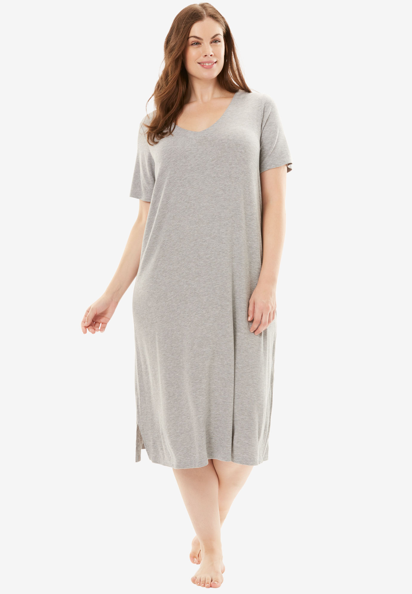 Ribbed Short Lounge Dress By Dreams And Co® Plus Size Sleep Jessica London 