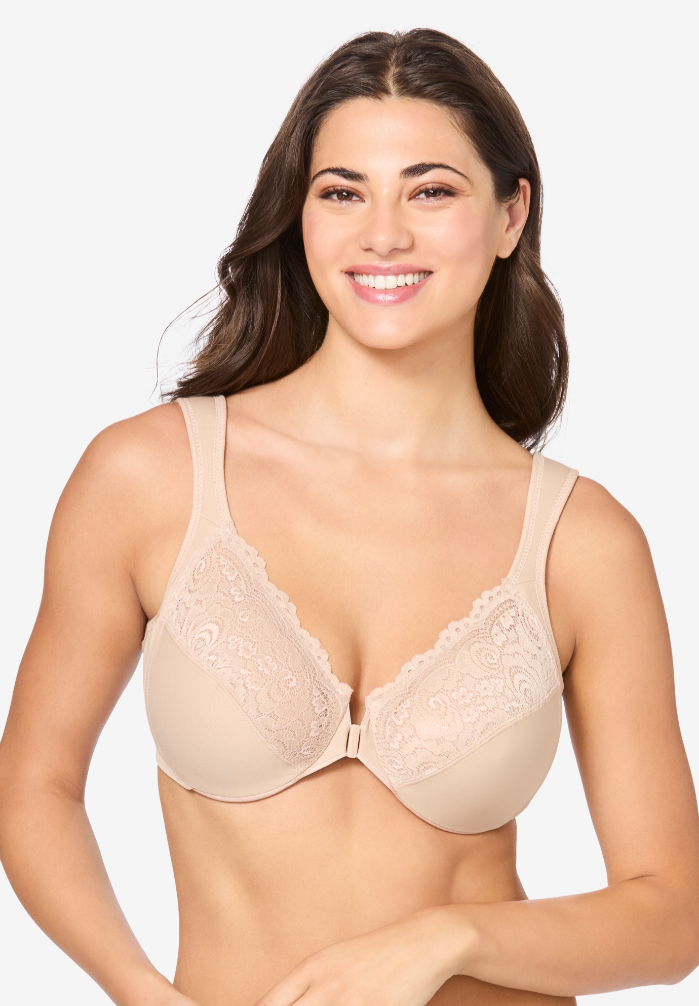 Front Hook Stretch Lace Wonderwire® Bra By Glamorise® Plus Size Lace Bras Jessica London 