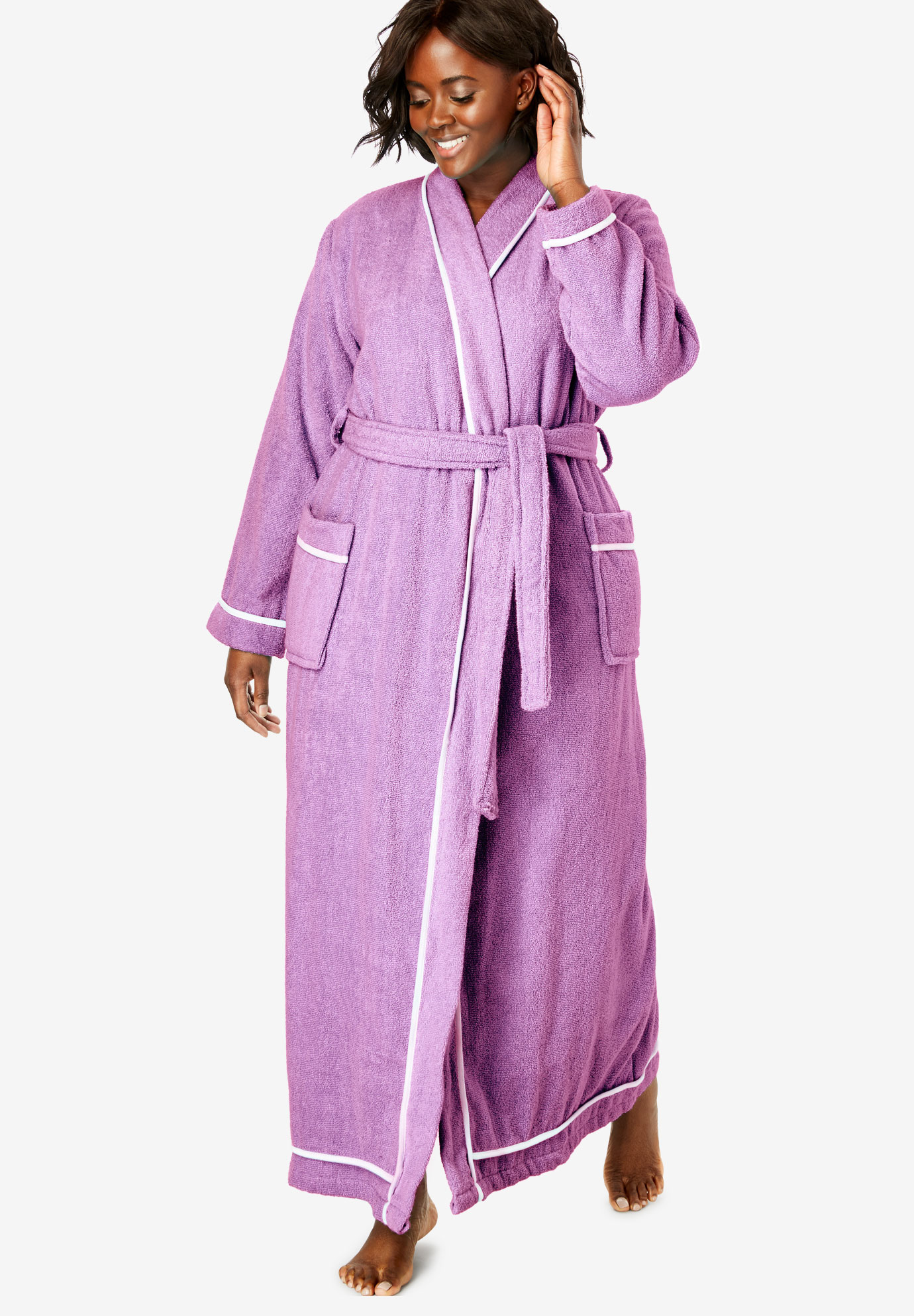 Spa Terry Long Wrap Robe By Dreams And Co® Plus Size Robes And Slippers Jessica London 