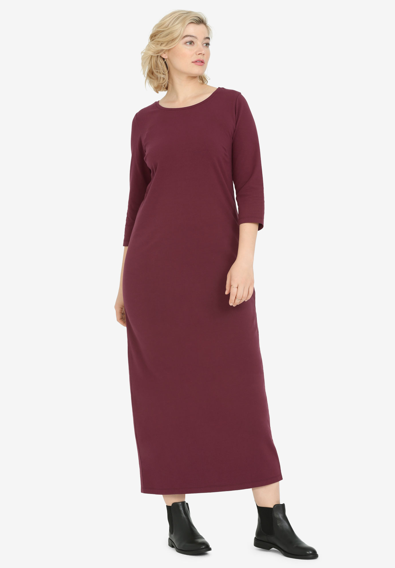 3/4 Sleeve Knit Maxi Dress by ellos® Jessica London